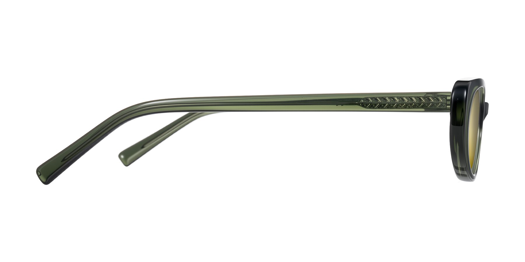 Side of Buffalo in Olive Green with Gold Mirrored Lenses