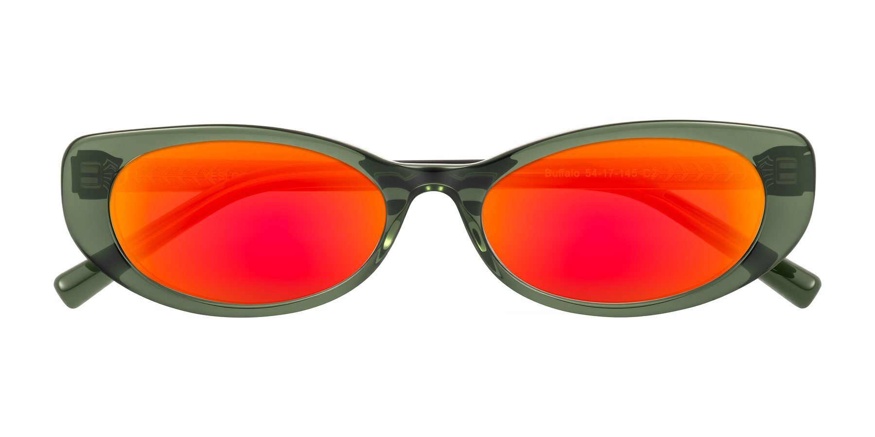 Folded Front of Buffalo in Olive Green with Red Gold Mirrored Lenses