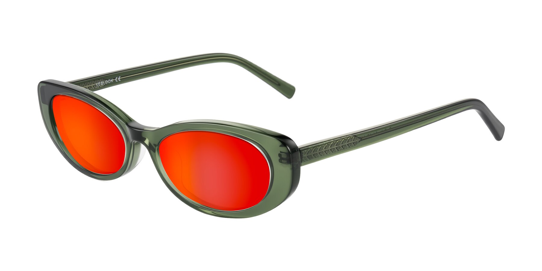 Angle of Buffalo in Olive Green with Red Gold Mirrored Lenses