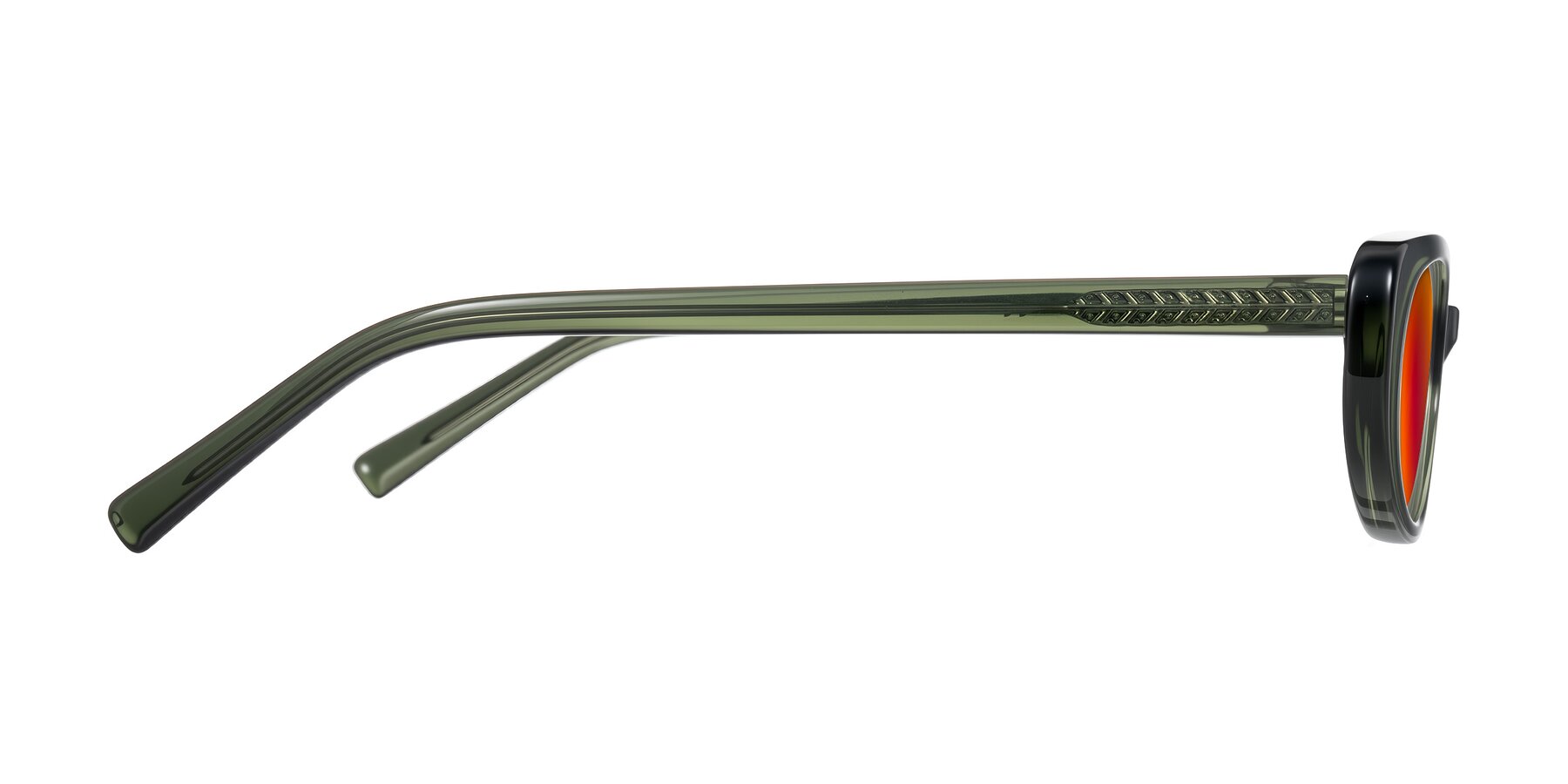 Side of Buffalo in Olive Green with Red Gold Mirrored Lenses