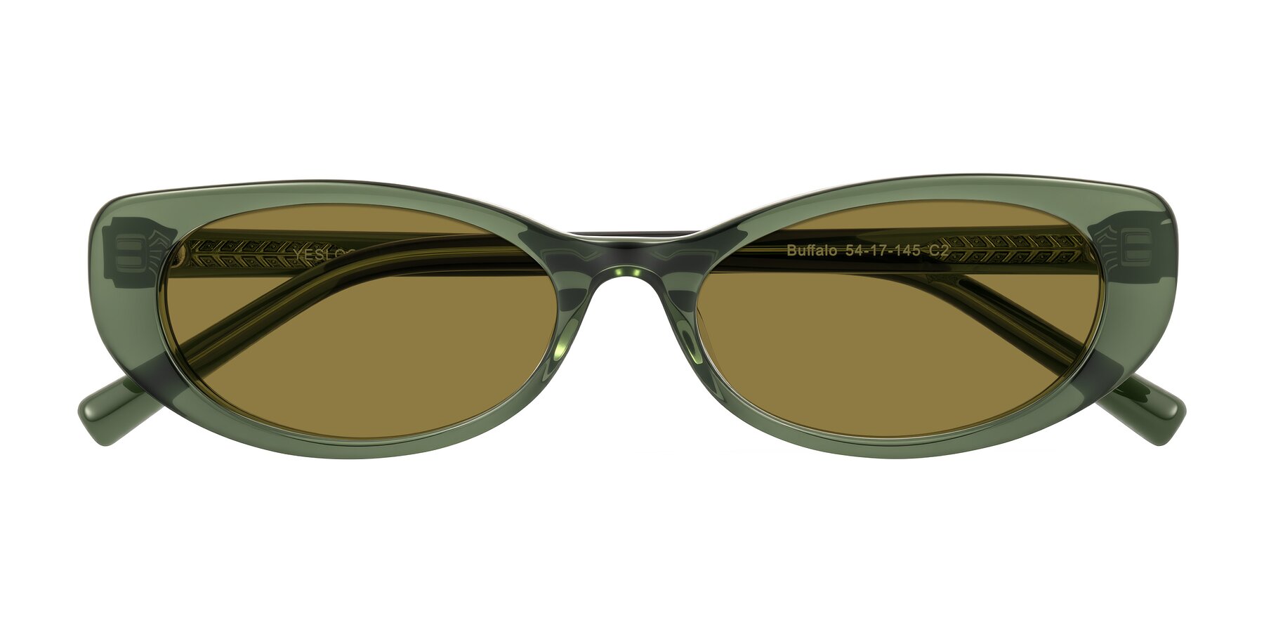 Folded Front of Buffalo in Olive Green with Brown Polarized Lenses