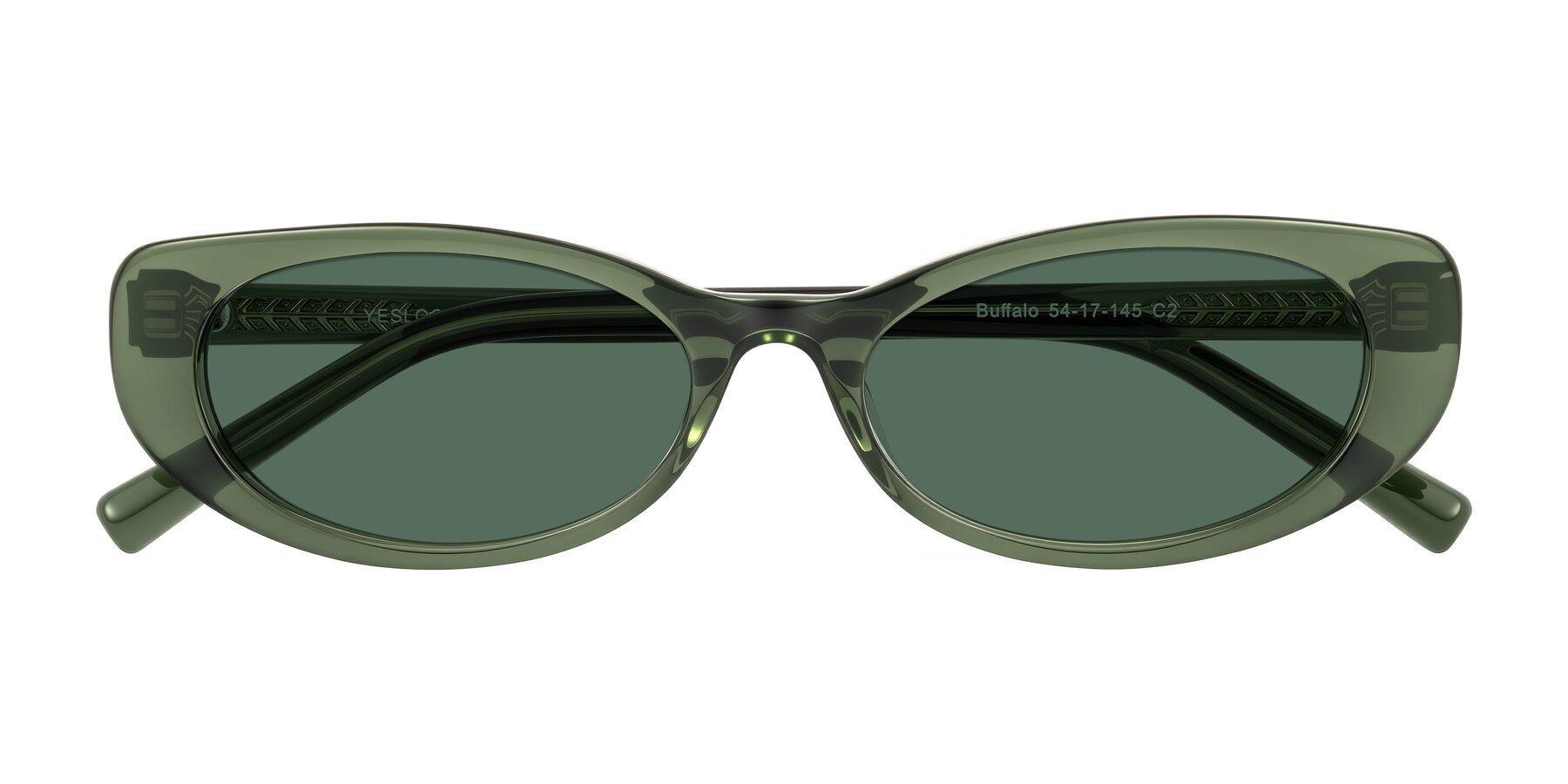 Folded Front of Buffalo in Olive Green with Green Polarized Lenses