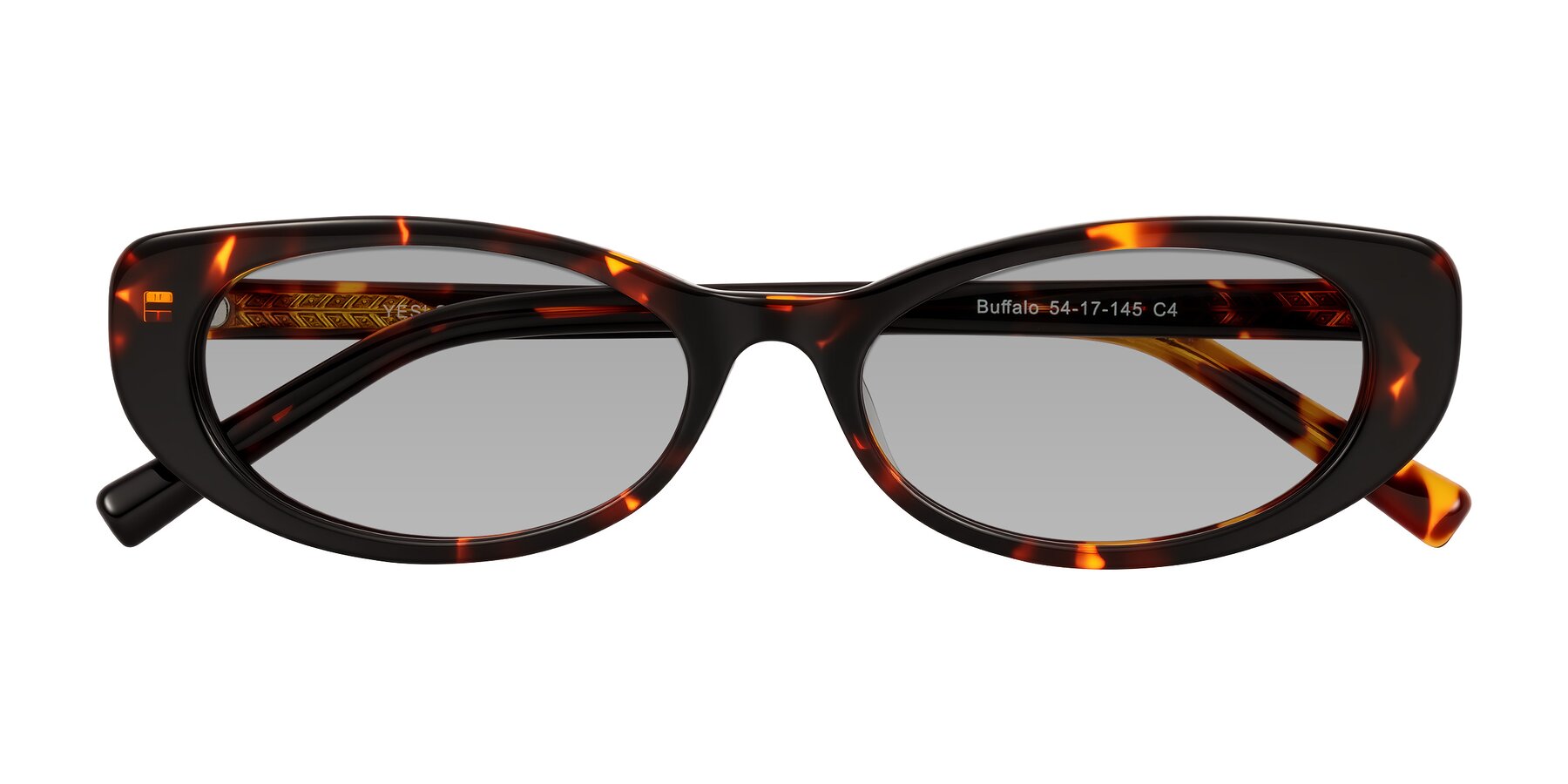 Folded Front of Buffalo in Tortoise with Light Gray Tinted Lenses