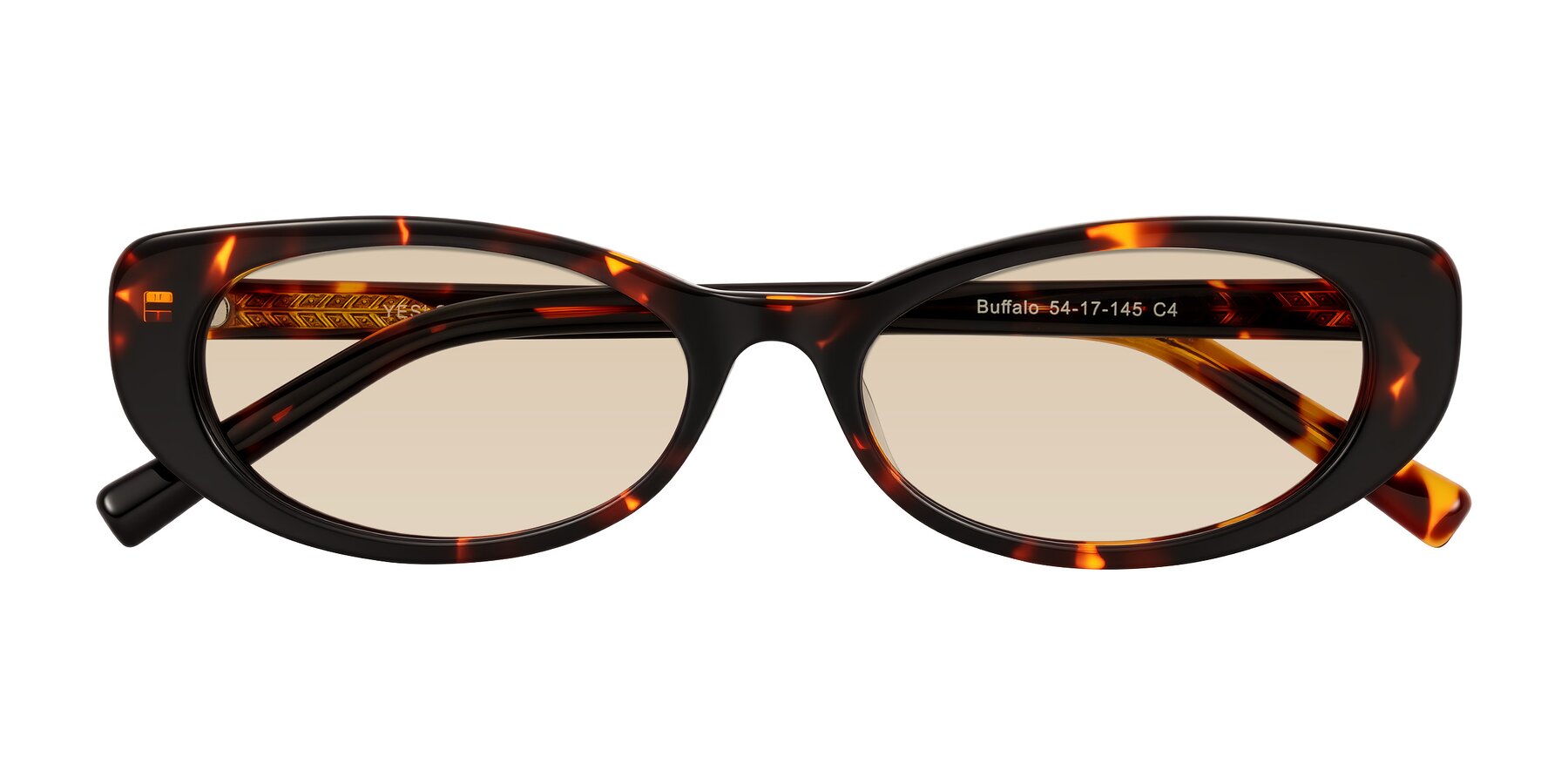 Folded Front of Buffalo in Tortoise with Light Brown Tinted Lenses