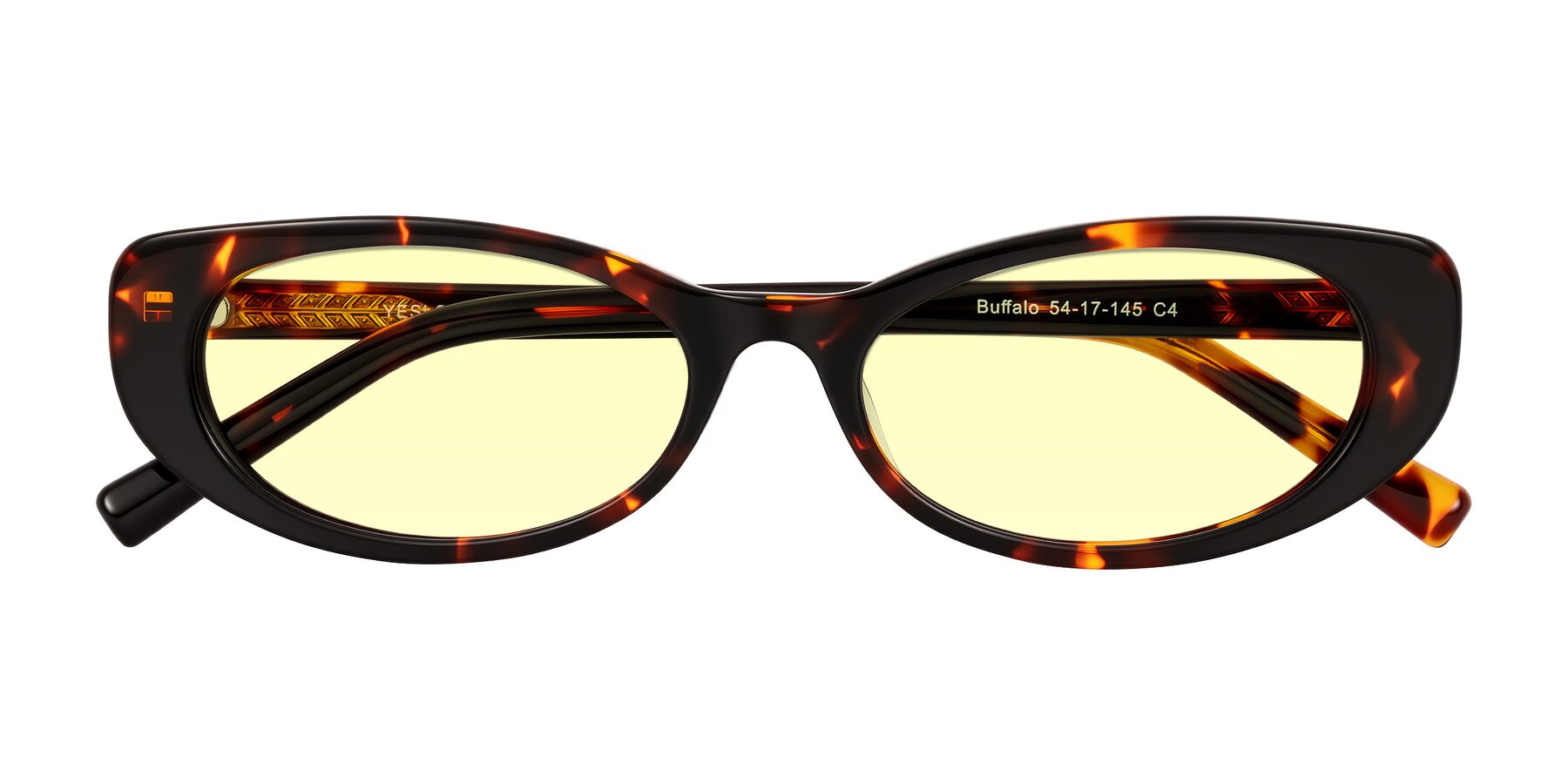 Folded Front of Buffalo in Tortoise with Light Yellow Tinted Lenses