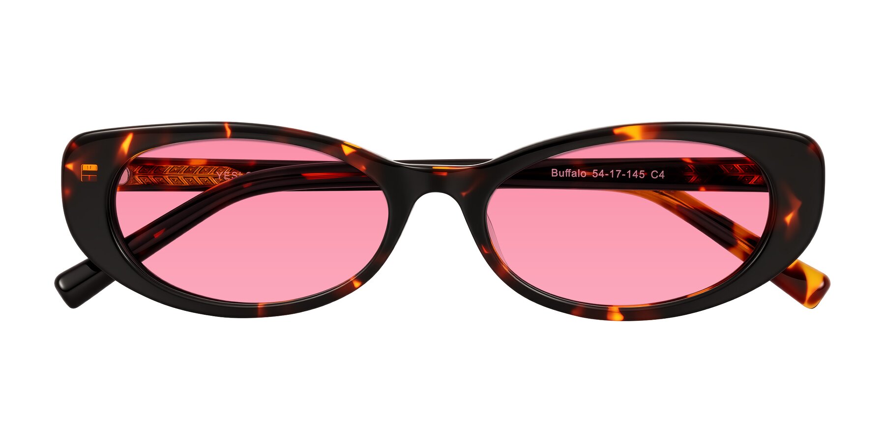 Folded Front of Buffalo in Tortoise with Pink Tinted Lenses