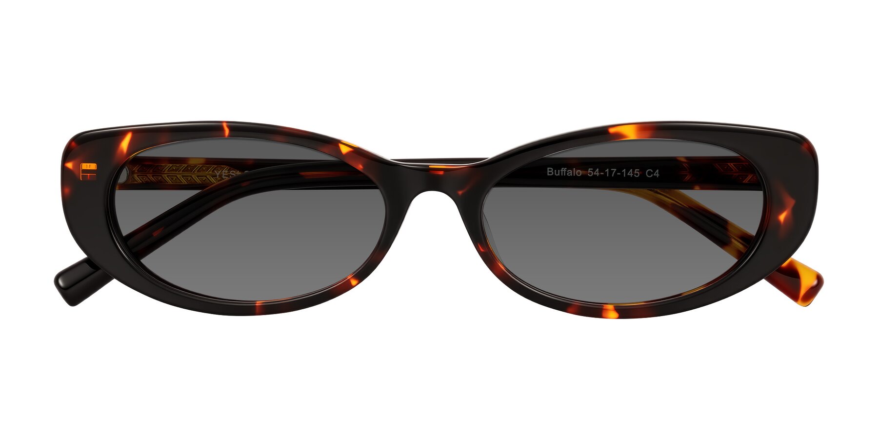 Folded Front of Buffalo in Tortoise with Medium Gray Tinted Lenses
