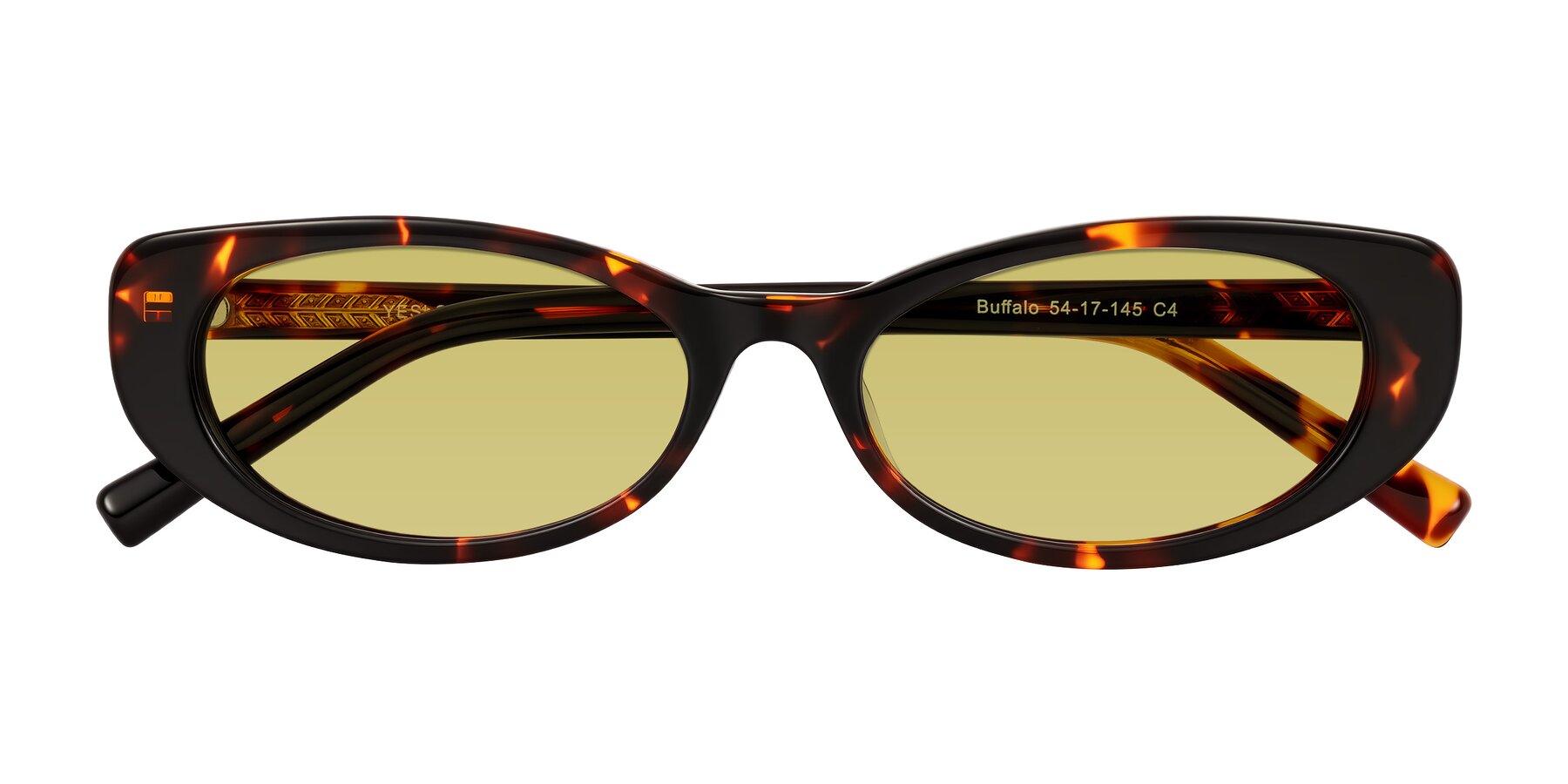 Folded Front of Buffalo in Tortoise with Medium Champagne Tinted Lenses