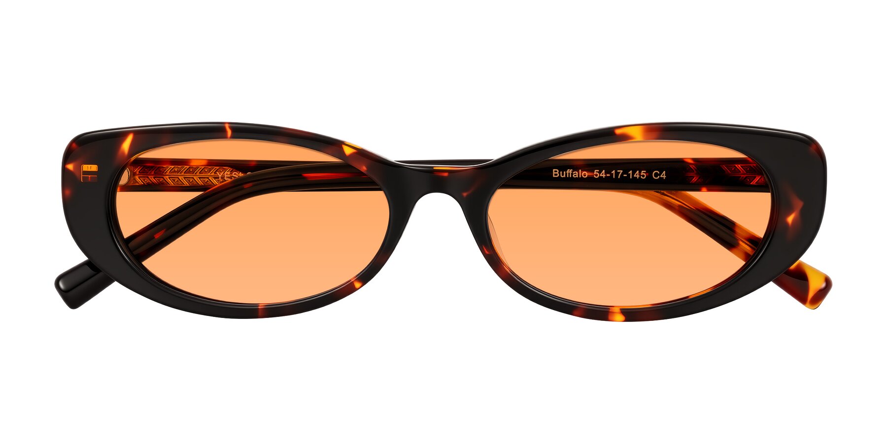 Folded Front of Buffalo in Tortoise with Medium Orange Tinted Lenses