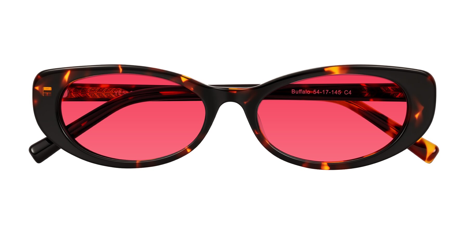 Folded Front of Buffalo in Tortoise with Red Tinted Lenses