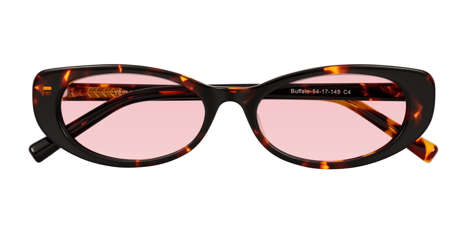 Folded Front of Buffalo in Tortoise with Light Garnet Tinted Lenses