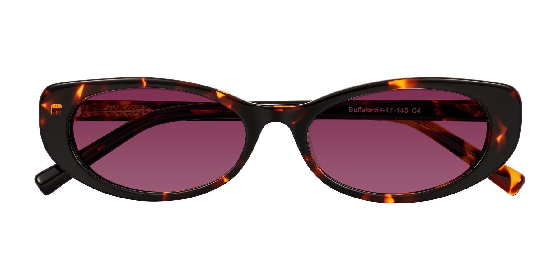 Folded Front of Buffalo in Tortoise with Wine Tinted Lenses