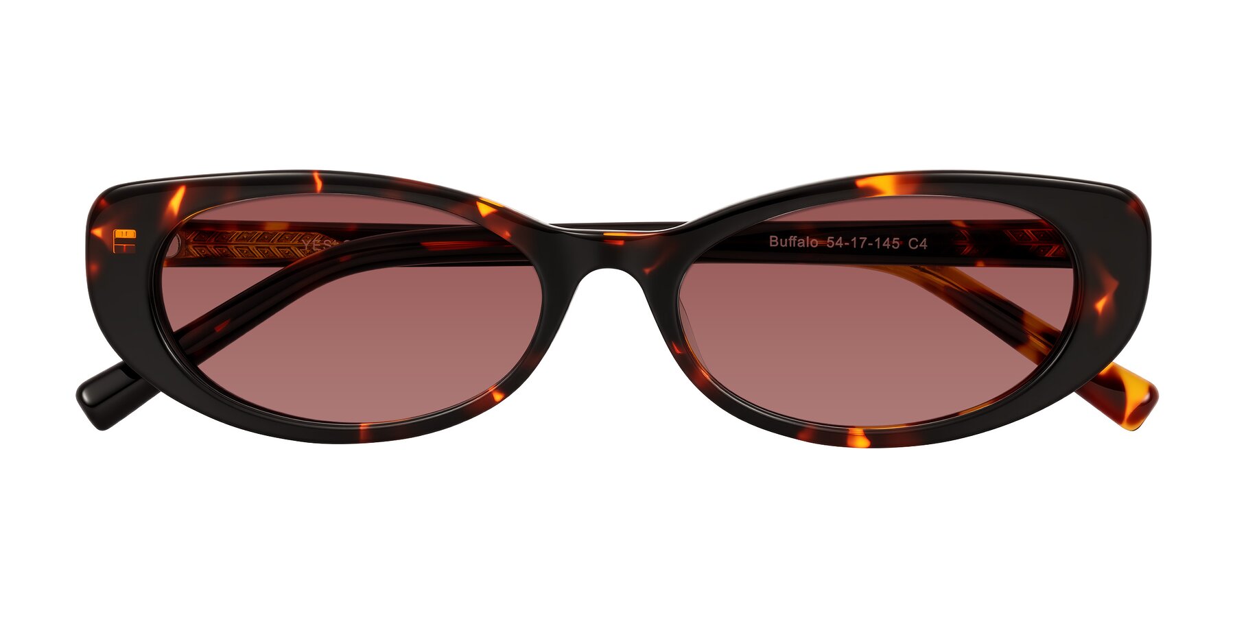 Folded Front of Buffalo in Tortoise with Garnet Tinted Lenses