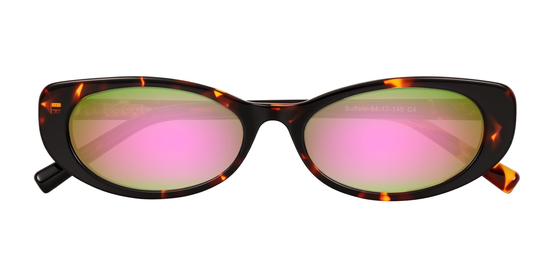 Folded Front of Buffalo in Tortoise with Pink Mirrored Lenses