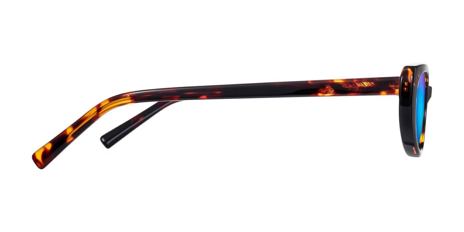 Side of Buffalo in Tortoise with Blue Mirrored Lenses