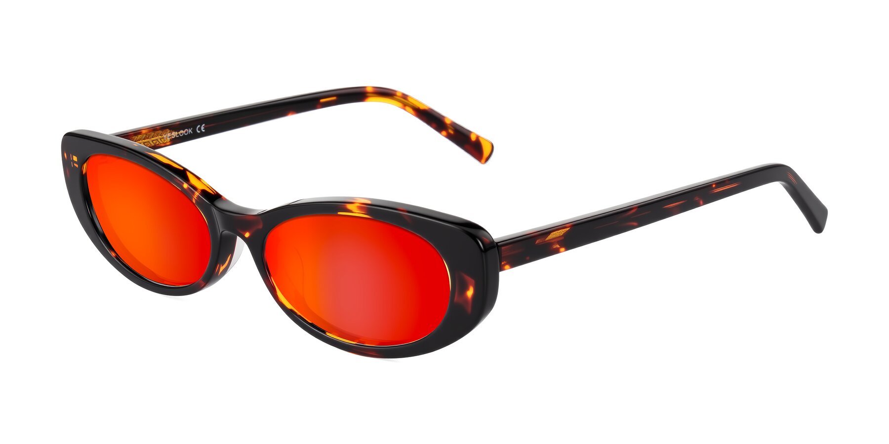 Angle of Buffalo in Tortoise with Red Gold Mirrored Lenses
