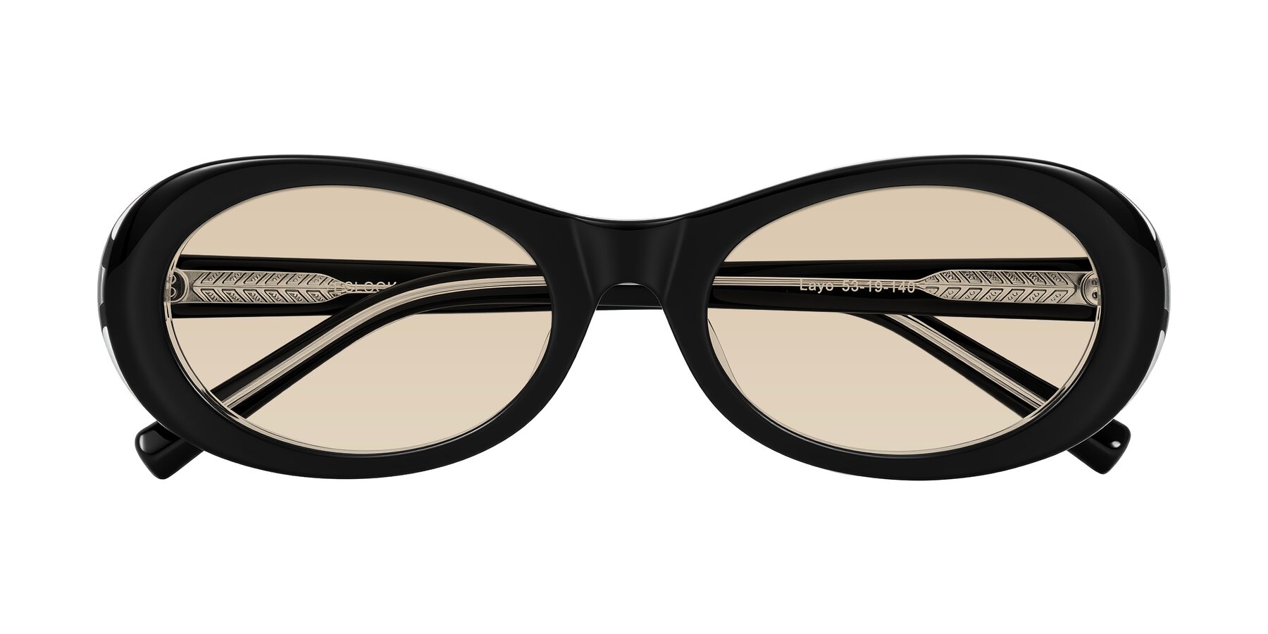 Folded Front of Layo in Black/Clear with Light Brown Tinted Lenses