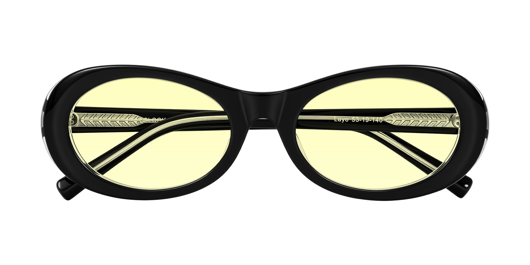 Folded Front of Layo in Black/Clear with Light Yellow Tinted Lenses