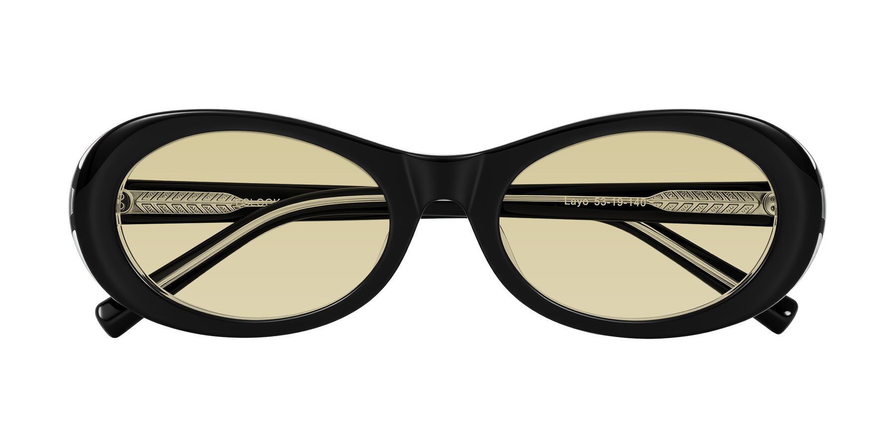 Folded Front of Layo in Black/Clear with Light Champagne Tinted Lenses