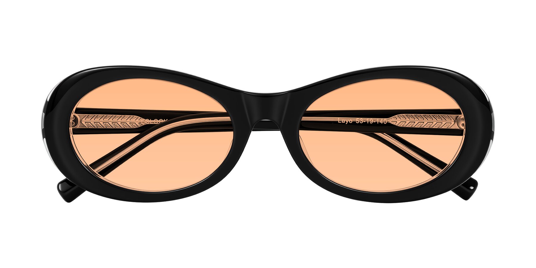 Folded Front of Layo in Black/Clear with Light Orange Tinted Lenses