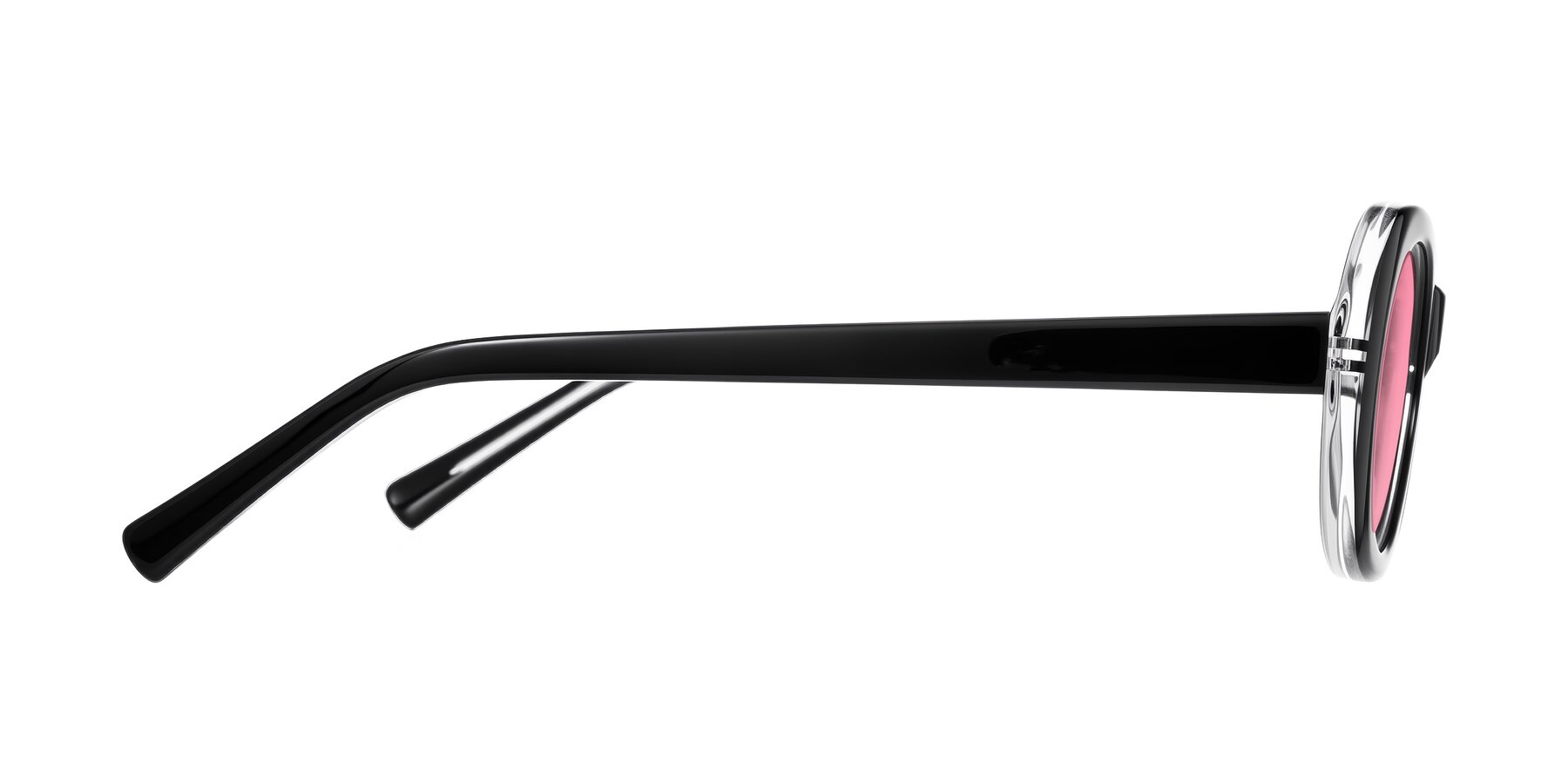 Side of Layo in Black/Clear with Pink Tinted Lenses