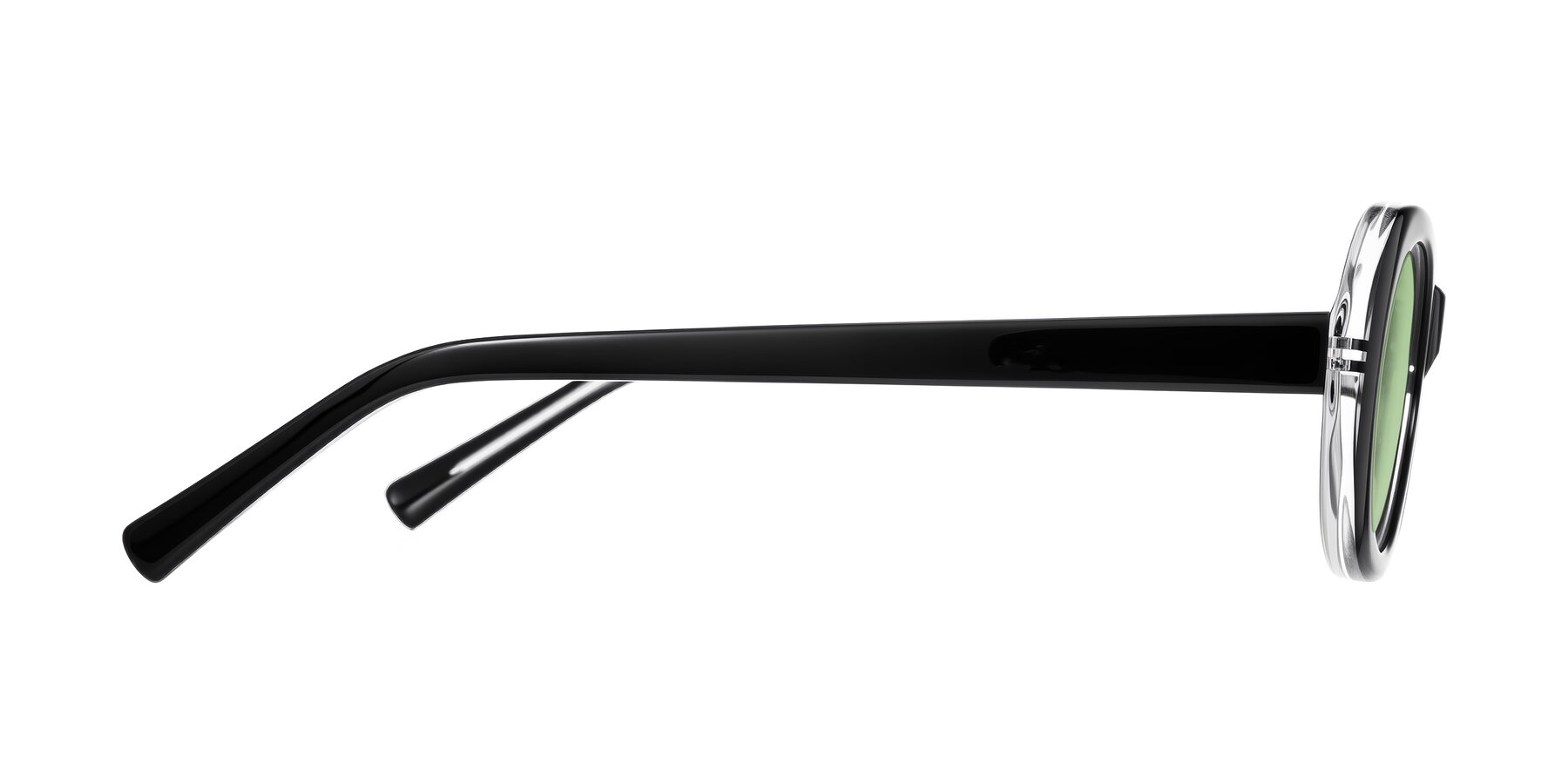 Side of Layo in Black/Clear with Medium Green Tinted Lenses