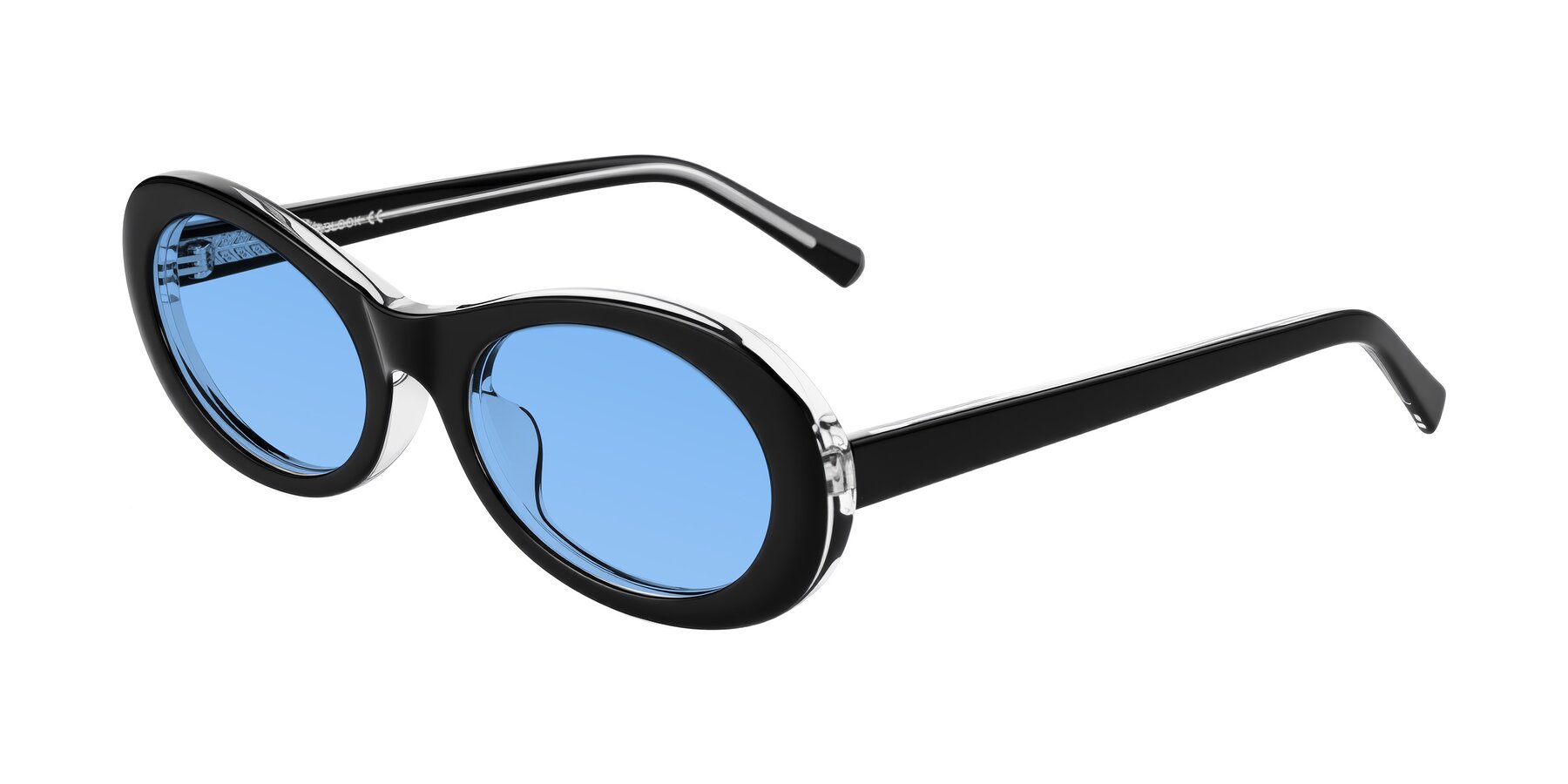 Angle of Layo in Black/Clear with Medium Blue Tinted Lenses