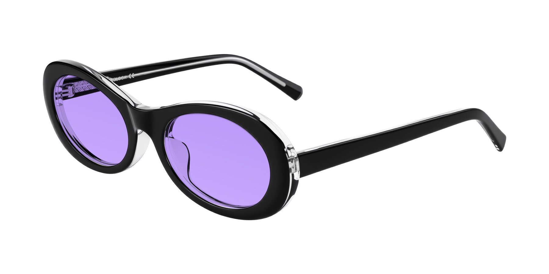 Angle of Layo in Black/Clear with Medium Purple Tinted Lenses