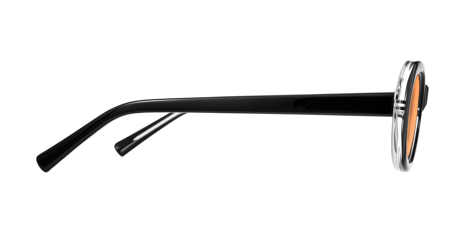 Side of Layo in Black/Clear with Medium Orange Tinted Lenses