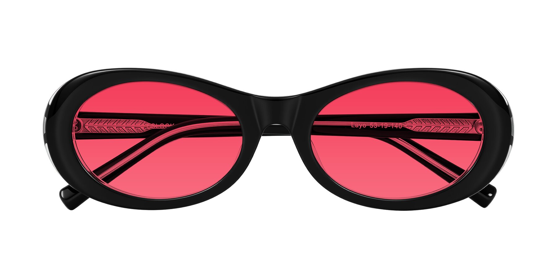 Folded Front of Layo in Black/Clear with Red Tinted Lenses