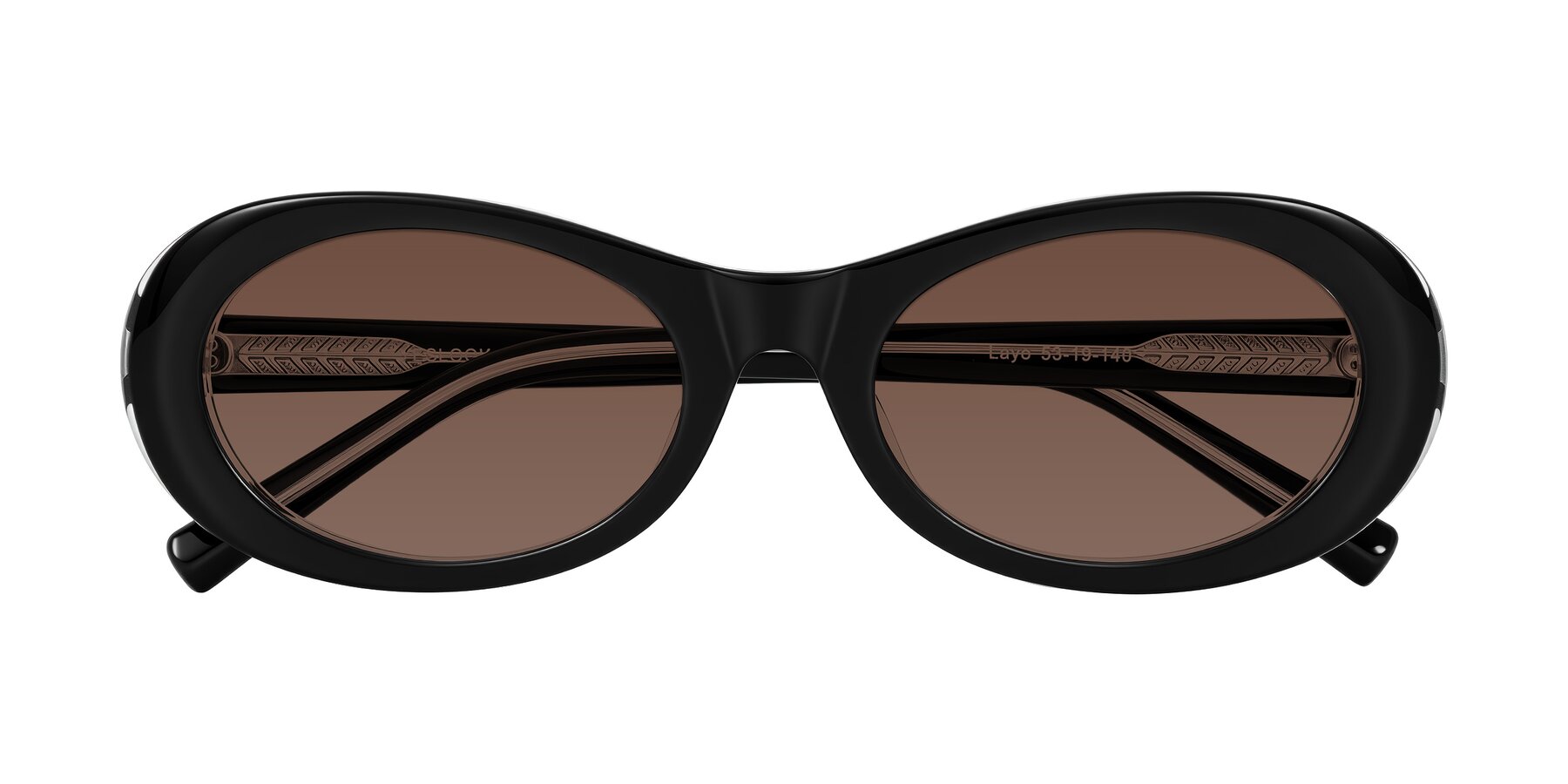 Folded Front of Layo in Black/Clear with Brown Tinted Lenses