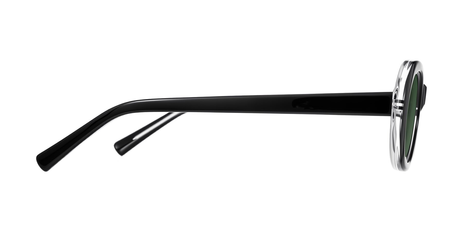 Side of Layo in Black/Clear with Green Tinted Lenses