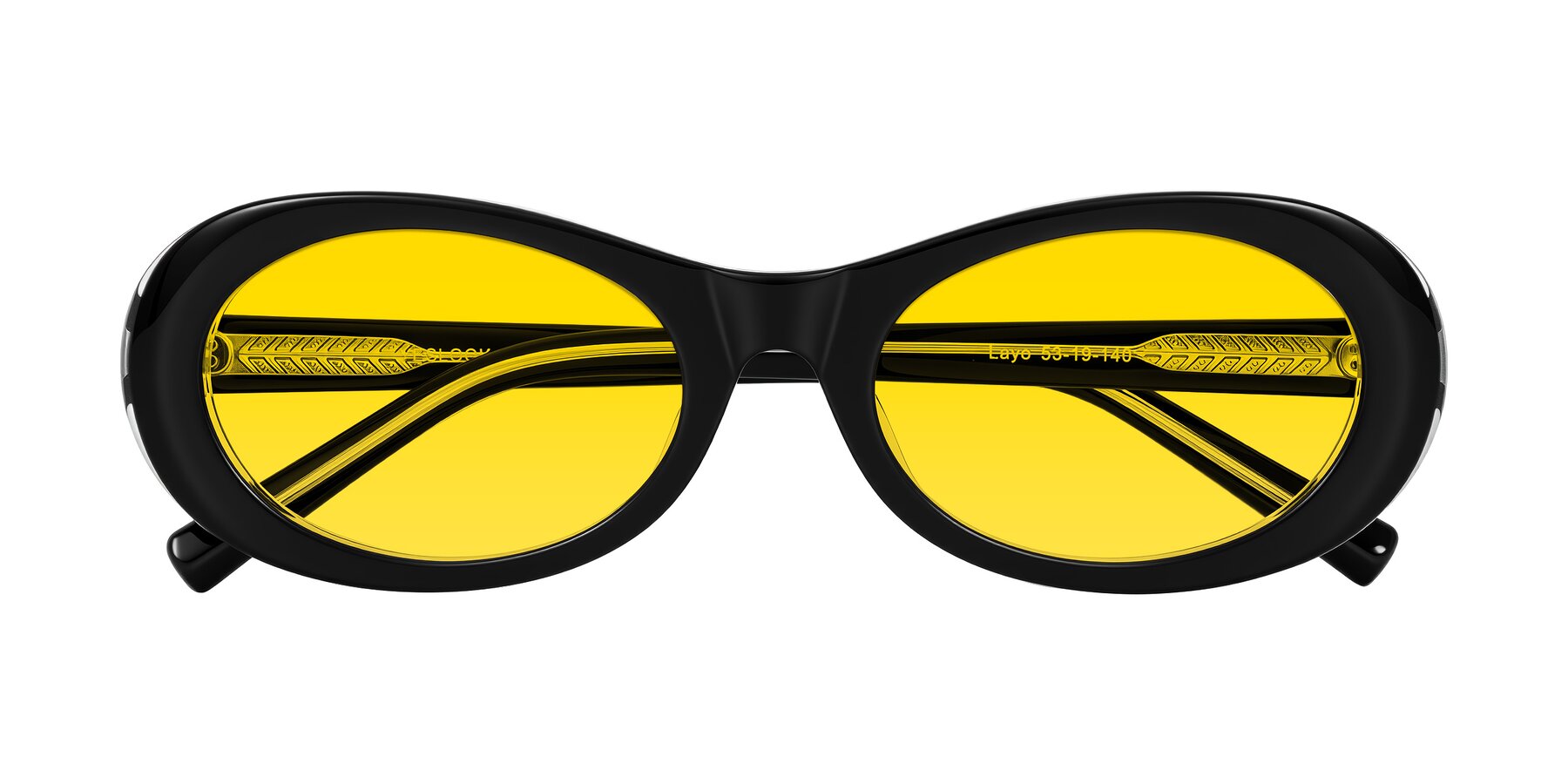 Folded Front of Layo in Black/Clear with Yellow Tinted Lenses