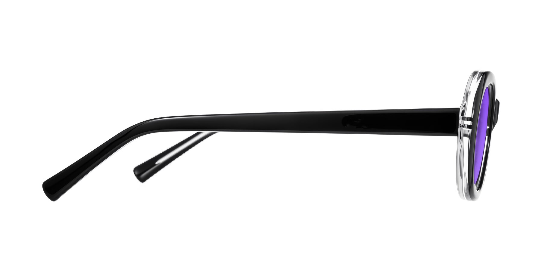 Side of Layo in Black/Clear with Purple Tinted Lenses