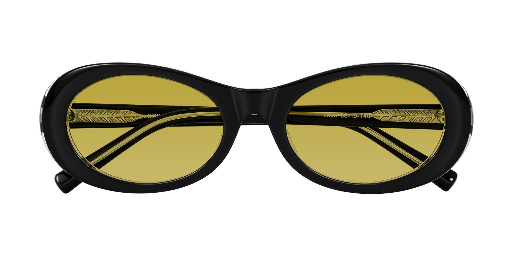 Folded Front of Layo in Black/Clear with Champagne Tinted Lenses