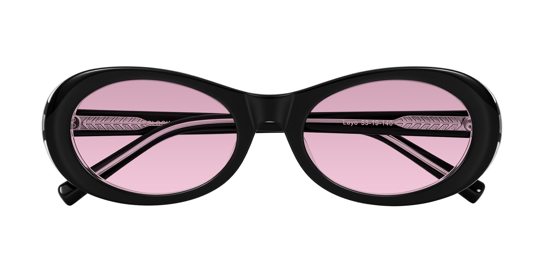 Folded Front of Layo in Black/Clear with Light Wine Tinted Lenses