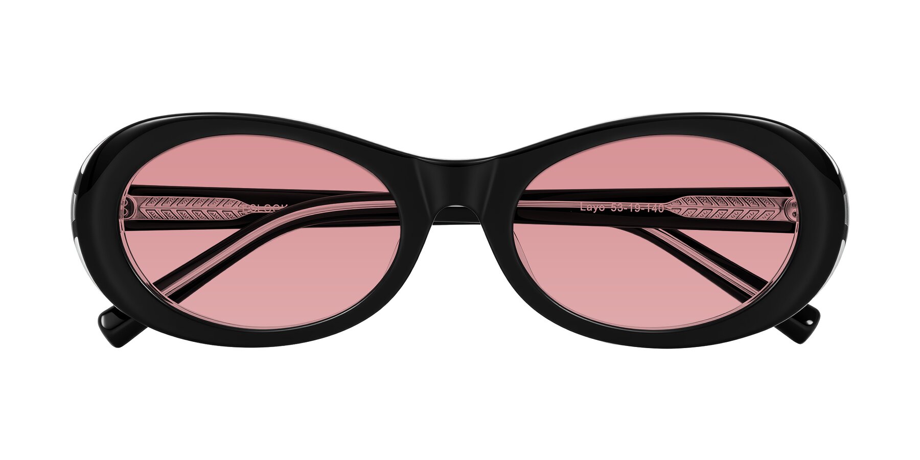 Folded Front of Layo in Black/Clear with Medium Garnet Tinted Lenses