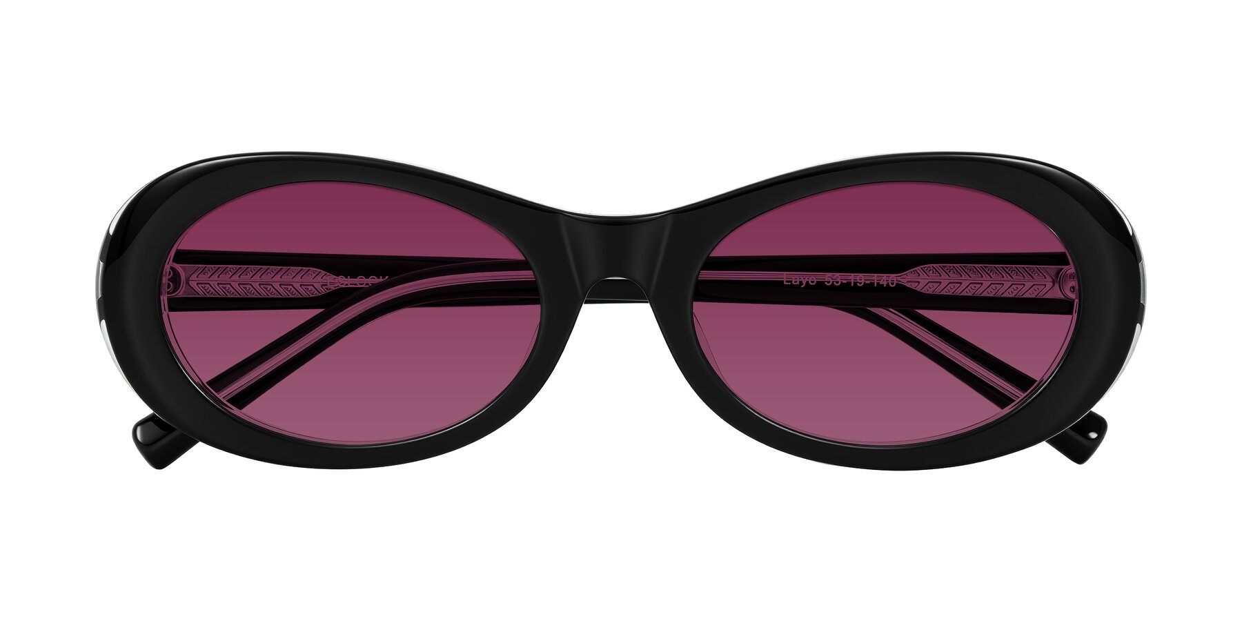 Folded Front of Layo in Black/Clear with Wine Tinted Lenses