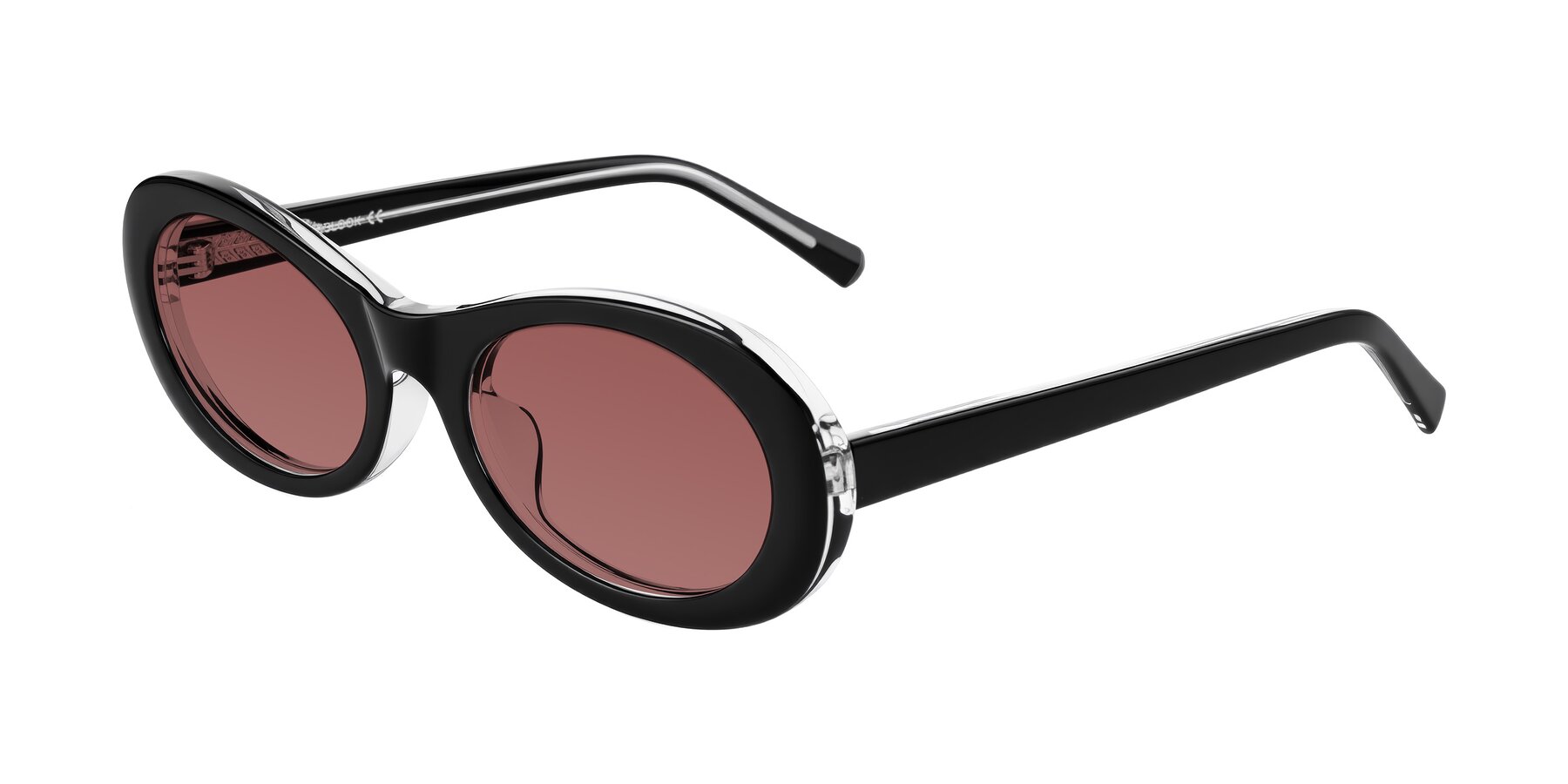 Angle of Layo in Black/Clear with Garnet Tinted Lenses