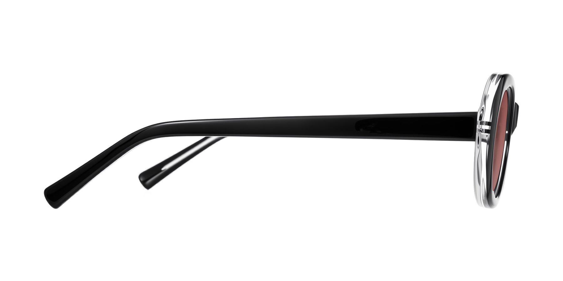Side of Layo in Black/Clear with Garnet Tinted Lenses