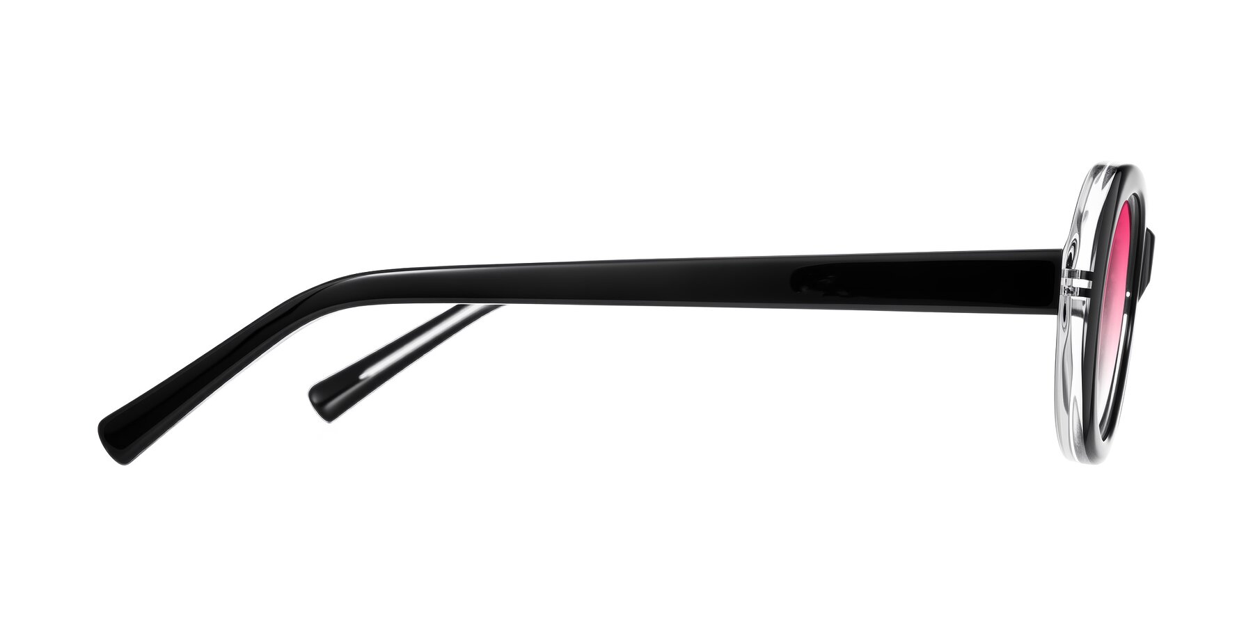 Side of Layo in Black/Clear with Pink Gradient Lenses