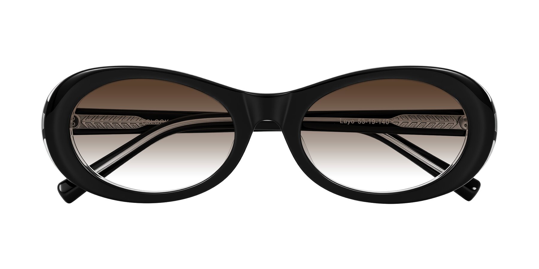 Folded Front of Layo in Black/Clear with Brown Gradient Lenses
