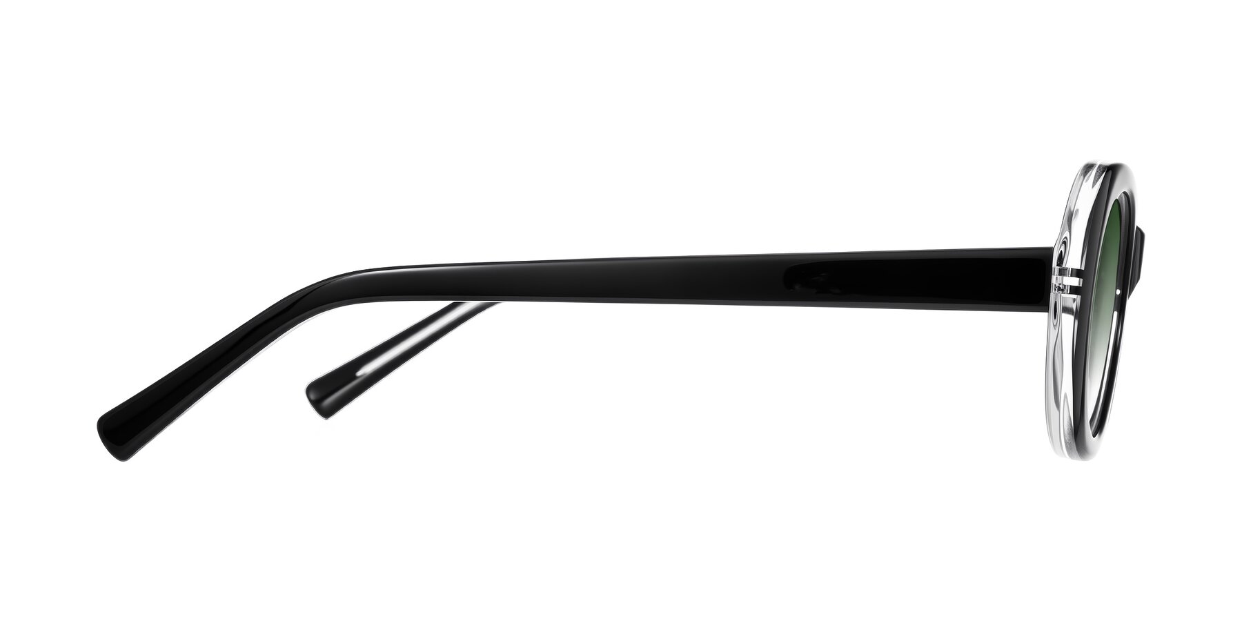 Side of Layo in Black/Clear with Green Gradient Lenses