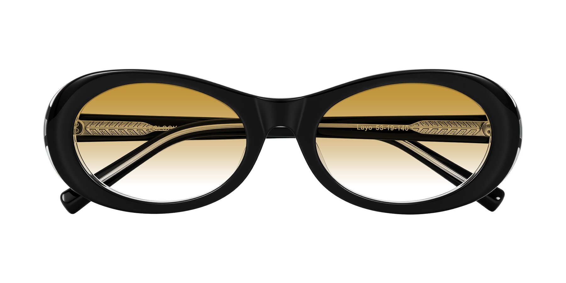 Folded Front of Layo in Black/Clear with Champagne Gradient Lenses