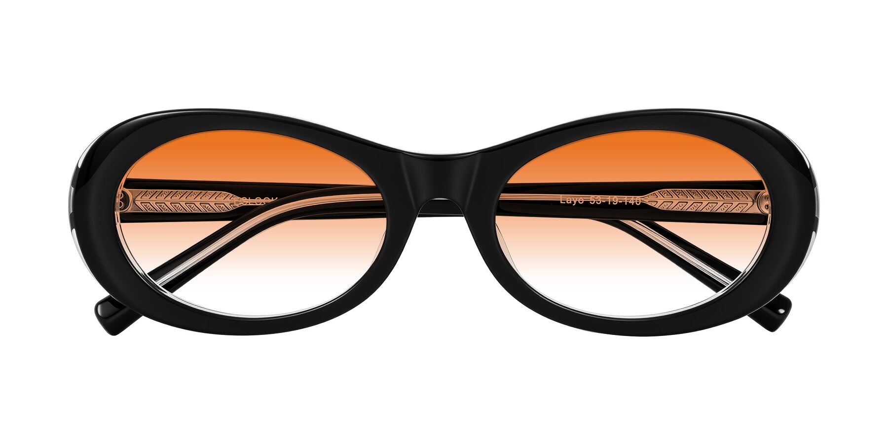 Folded Front of Layo in Black/Clear with Orange Gradient Lenses