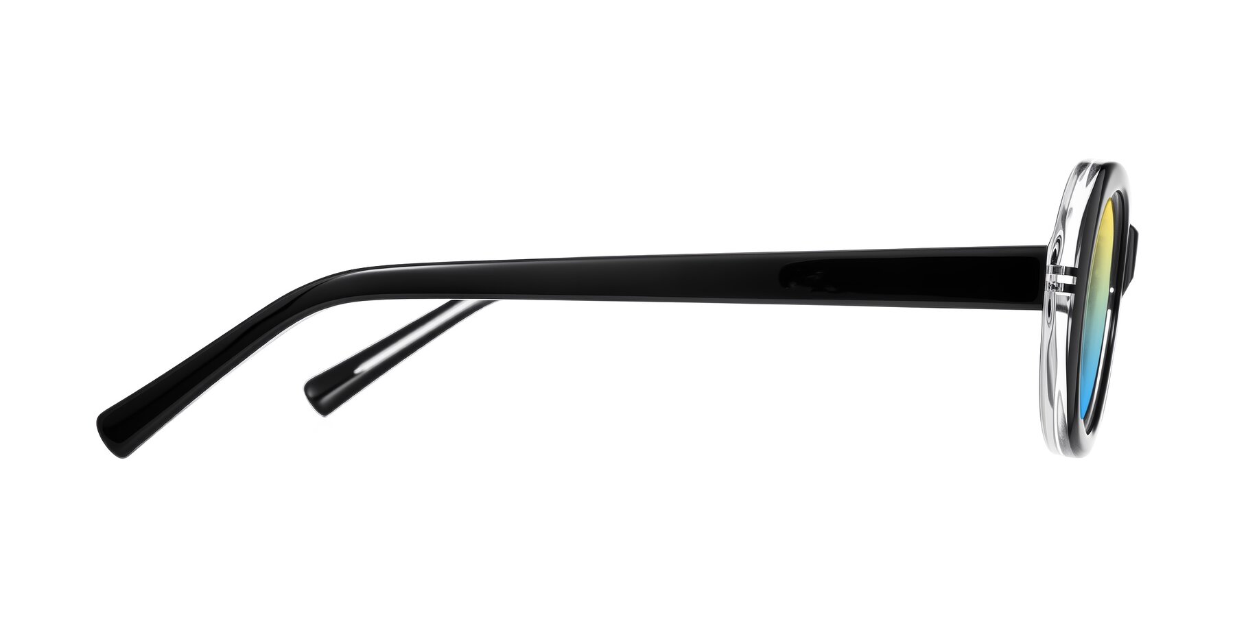 Side of Layo in Black/Clear with Yellow / Blue Gradient Lenses