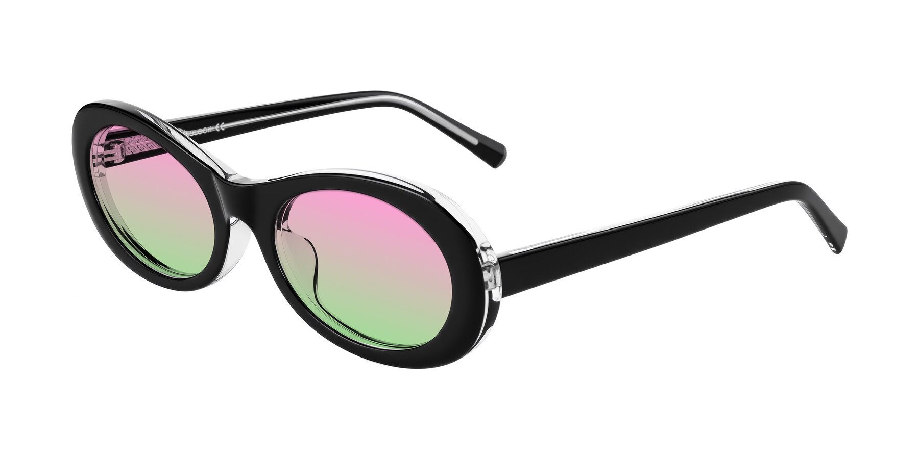Angle of Layo in Black/Clear with Pink / Green Gradient Lenses