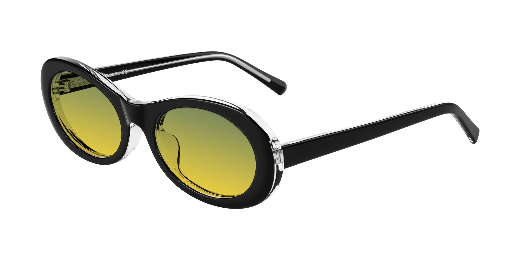 Angle of Layo in Black/Clear with Green / Yellow Gradient Lenses