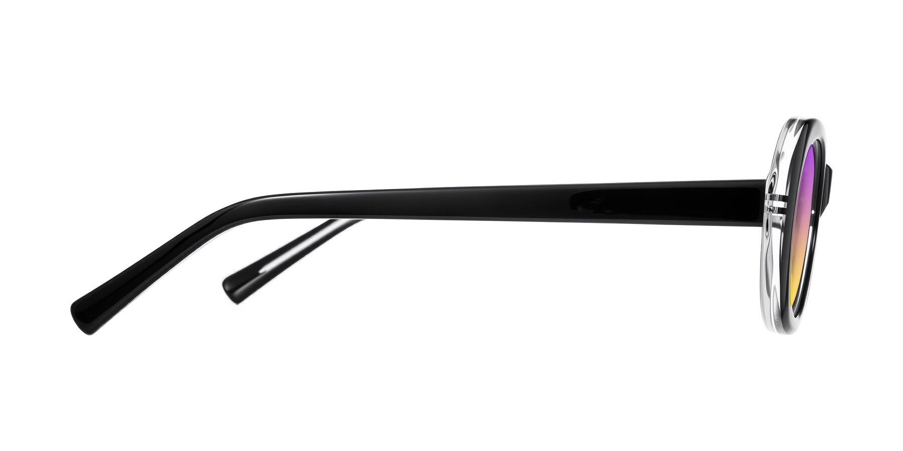 Side of Layo in Black/Clear with Purple / Yellow Gradient Lenses