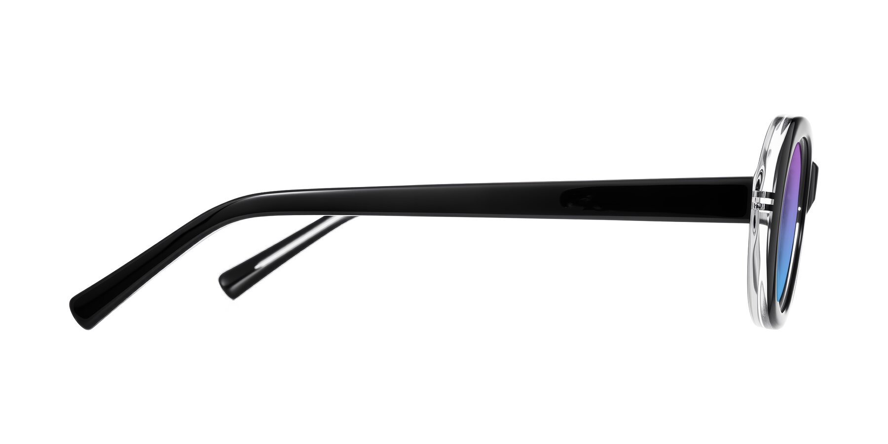 Side of Layo in Black/Clear with Purple / Blue Gradient Lenses